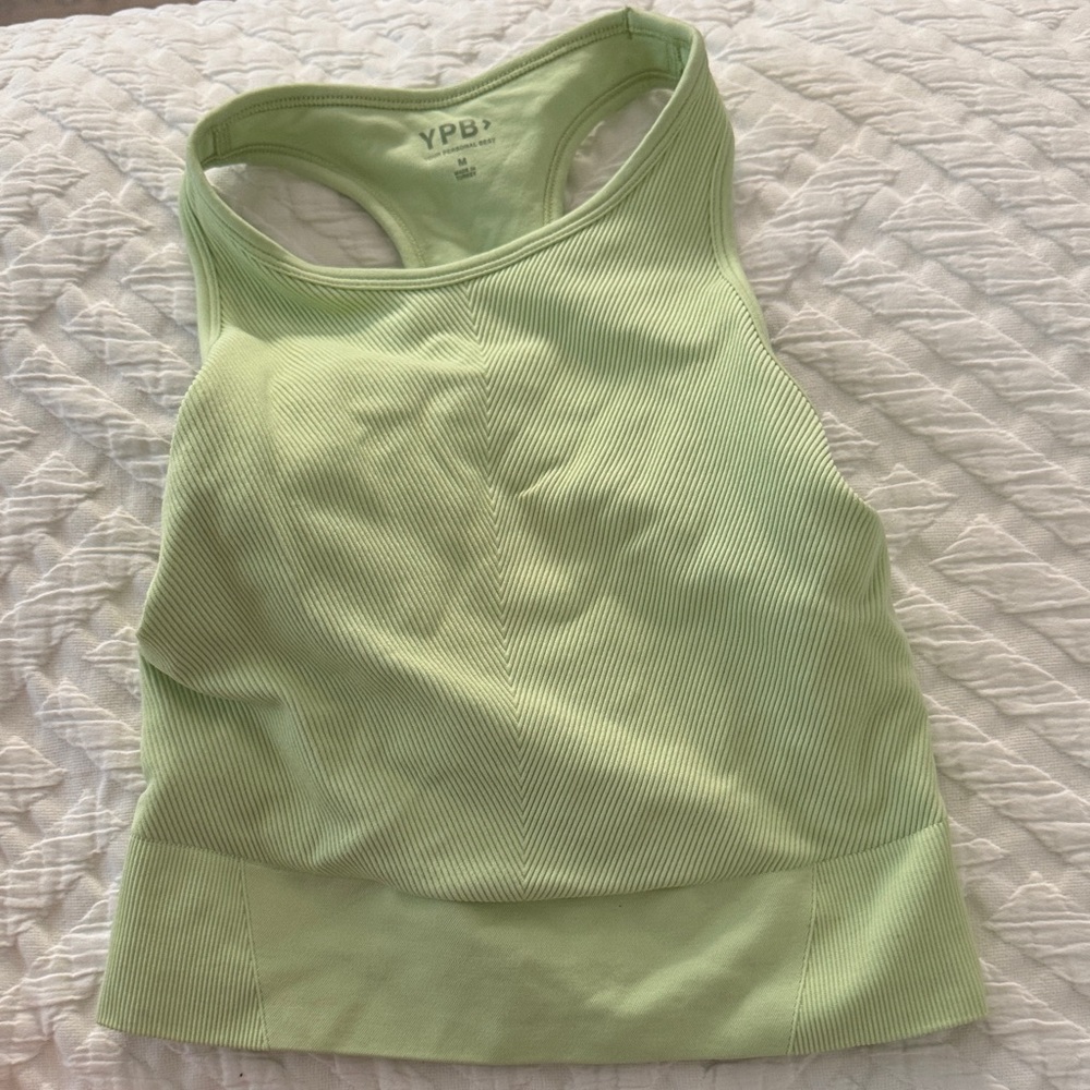 YPB Light Green Ribbed Racerback Tank Top